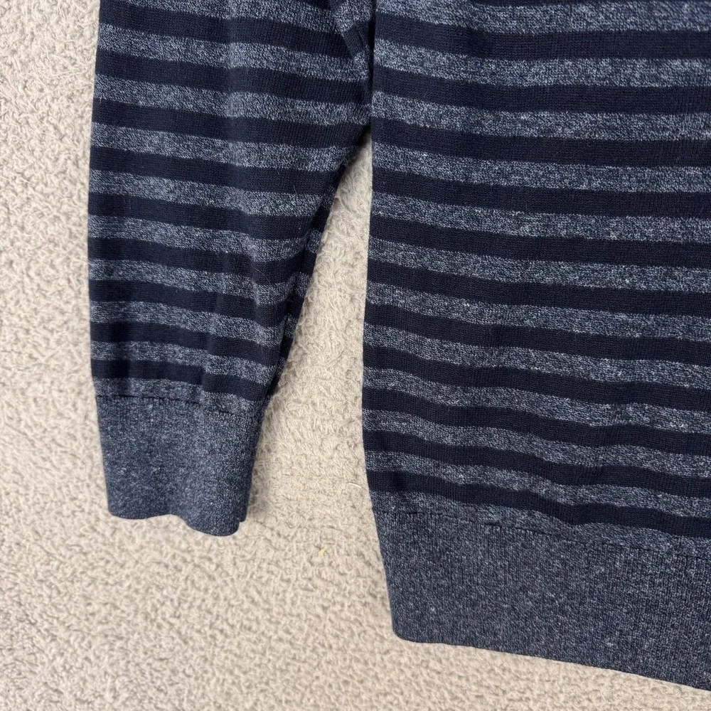 Banana Republic Sweater Mens XL Blue Silk Linen Stripe Crewneck Knit Lightweight